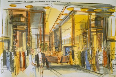 Promenade Deck aboard the Queen Mary, from 